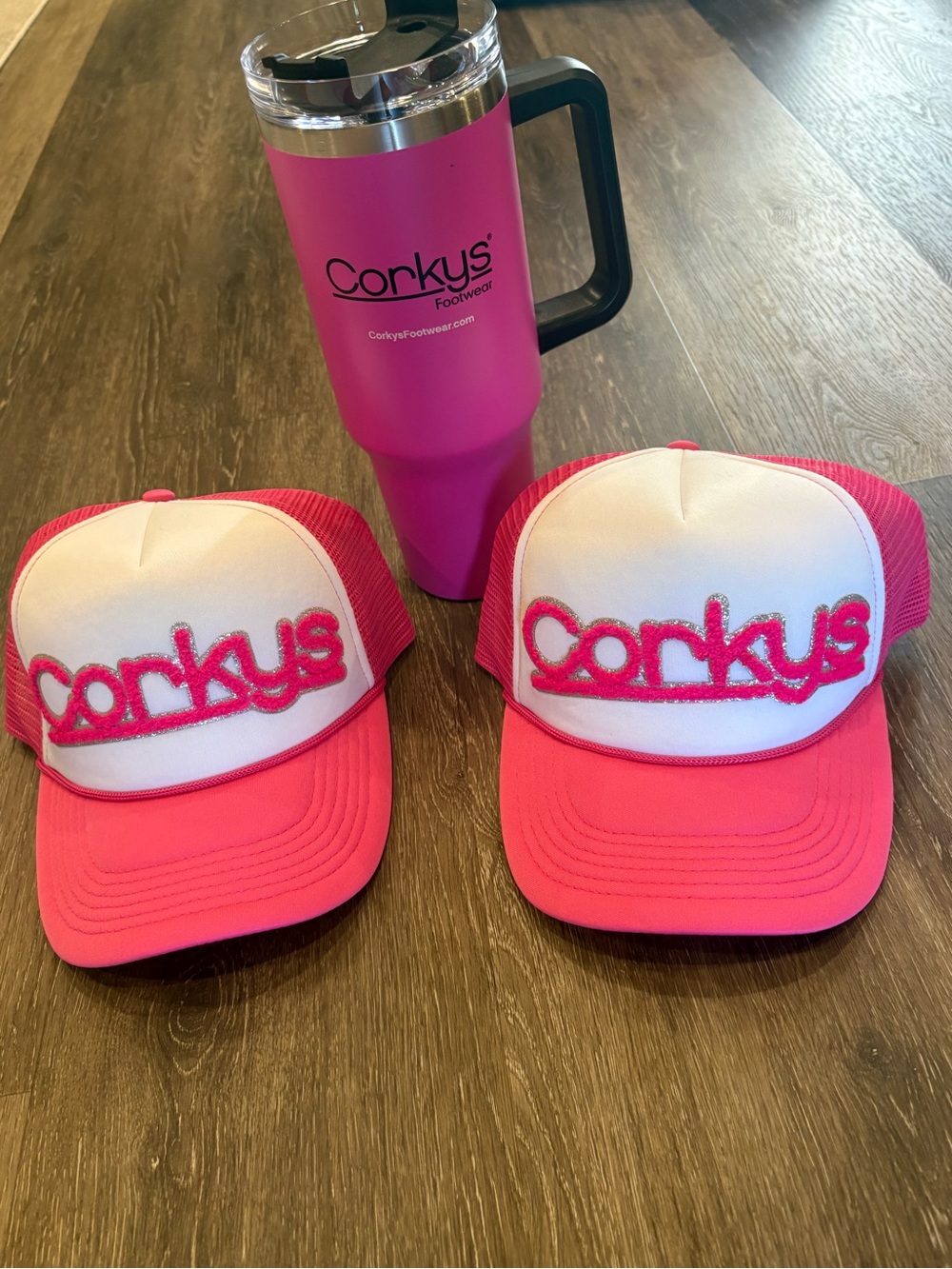 Corkys Women's Pink Logo Trucker Hat